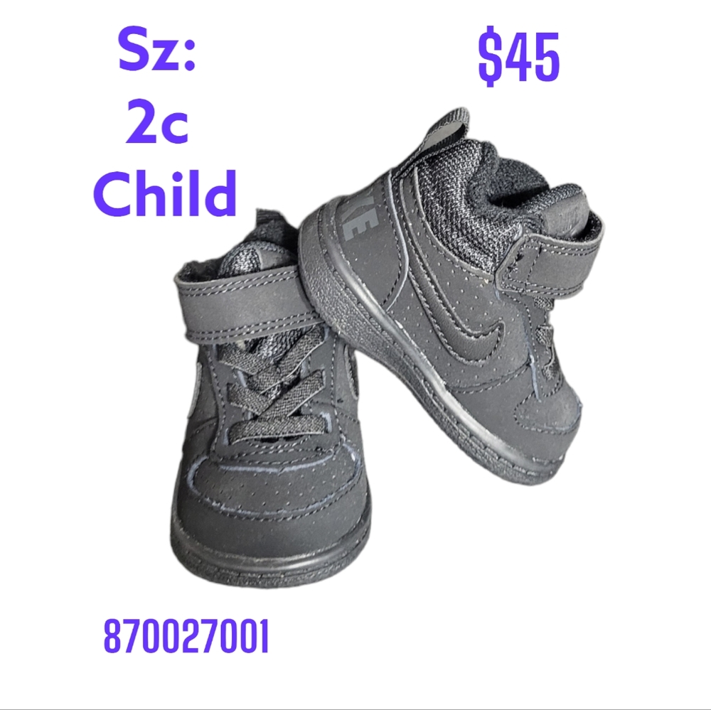 Nike Black Infant sz 2c NIKE COURT BOROUGH MID (TDV) NWT